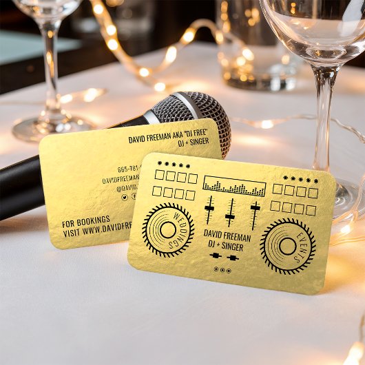 Moderne Goldfolie schwarz dj Turntable Visitenkarte