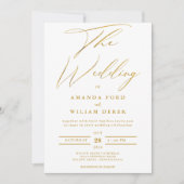Moderne Goldfolie und White Simple Wedding Einladung (Vorderseite)