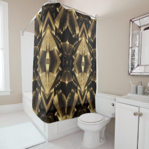 Moderne Goldfolien-Eleganz Neo-Art Deco Duschvorhang