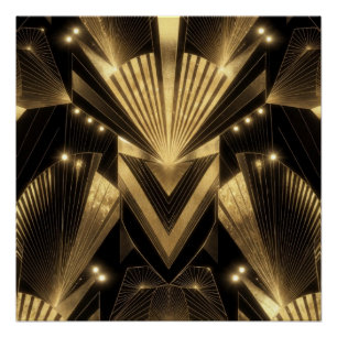 Moderne Goldfolien-Eleganz Neo-Art Deco Poster