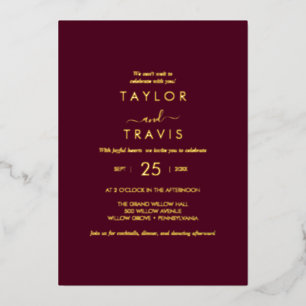 Moderne Goldfolien-Schrift Casual Hochzeit Folieneinladung