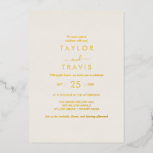 Moderne Goldfolien-Schrift   Elfenbeinfarbene zwan Folieneinladung