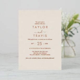 Moderne Goldfolien-Schrift   Navy Casual-Hochzeit Folieneinladung