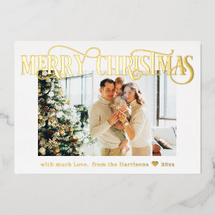 Moderne Goldfolien-Schriftfamilien-Foto-Weihnachte Folien Feiertagskarte