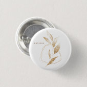 Moderne Goldform Botanisches Blatt Brautjungfer Button (Vorne & Hinten)