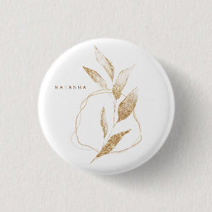Moderne Goldform Botanisches Blatt Brautjungfer Button