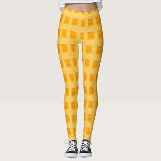 Moderne goldgelbe karierte Leggings (Vorderseite)