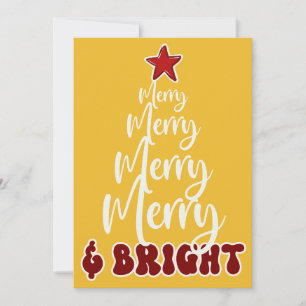 Moderne goldgelbe Rot Merry und hell Feiertagskarte