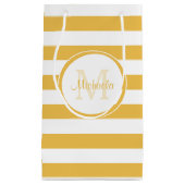 Moderne, goldgelbe Streifen mit Namen Kleine Geschenktüte (Vorderseite)