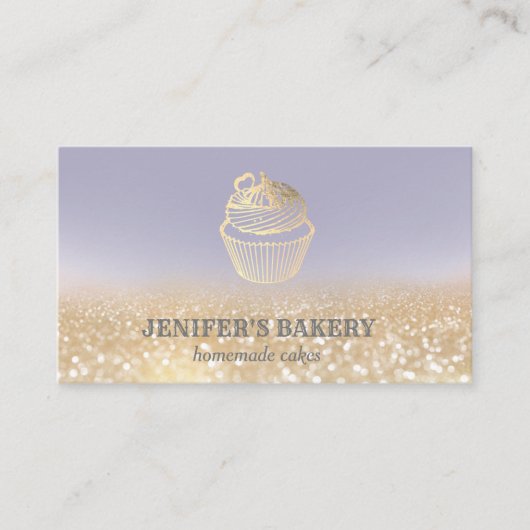 Moderne Goldglatter Kuchen hausgemachte Bäckerei Visitenkarte (Vorderseite)