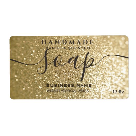 Moderne Goldglitterie-Funkelseifenlabel (Vorne)