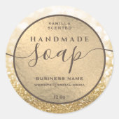Moderne Goldglitterie-Funkelseifenlabel Runder Aufkleber (Vorderseite)