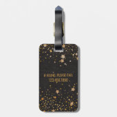 Moderne GoldGlitzer-Sterne des Monogramm-| Gepäckanhänger (Rückseite vertikal)