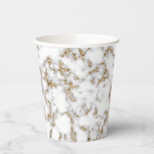 Moderne goldgraue Marmorpapierkups Pappbecher (Links)