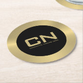 Moderne Goldgrenze für Schwarz Runder Pappuntersetzer (Angewinkelt)