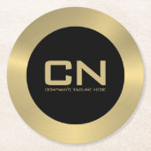 Moderne Goldgrenze für Schwarz Runder Pappuntersetzer (Vorderseite)
