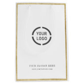 Moderne Goldgrenze-Logo-Werbemarke Mittlere Geschenktüte (Vorderseite)