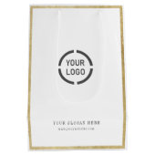 Moderne Goldgrenze-Logo-Werbemarke Mittlere Geschenktüte (Rückseite)