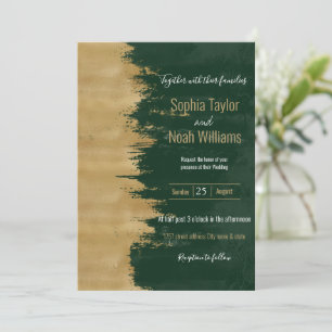 Moderne goldgrüne Pinselstriche Abstrakte Malerei