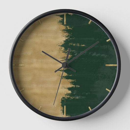 Moderne goldgrüne Pinselstriche Abstrakte Malerei Uhr (Vorderseite)