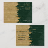 Moderne goldgrüne Pinselstriche Abstrakte Malerei Visitenkarte (Vorne/Hinten)