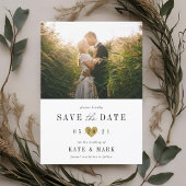 Moderne Goldherz-Foto-Hochzeit Save The Date