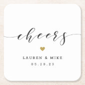 Moderne Goldherz-Hochzeit Rechteckiger Pappuntersetzer (Vorderseite)