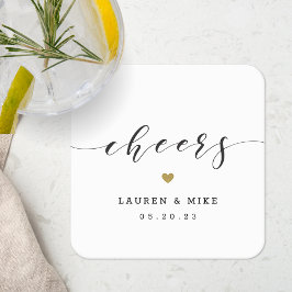 Moderne Goldherz-Hochzeit Rechteckiger Pappuntersetzer