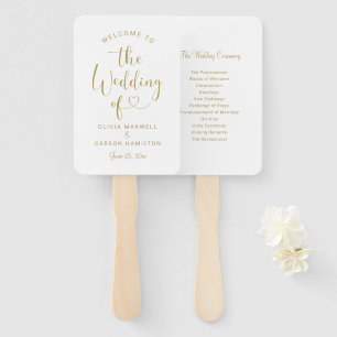 Moderne Goldherz-Schrift Hochzeitsprogramm Fächer