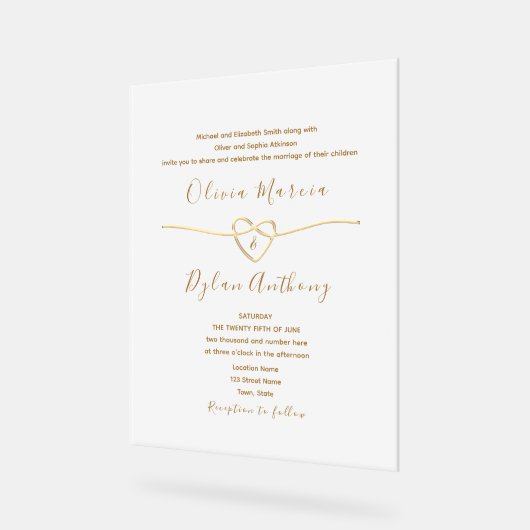 Moderne Goldhochzeit Acrylschild (Winkel)