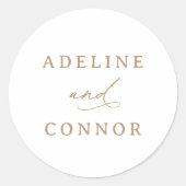 Moderne Goldkalligrafie-Hochzeit Runder Aufkleber (Vorderseite)