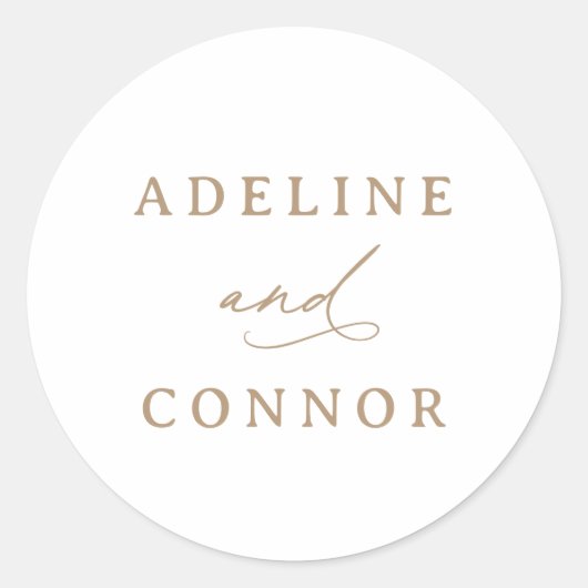 Moderne Goldkalligrafie-Hochzeit Runder Aufkleber (Vorderseite)