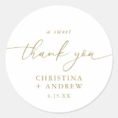 Moderne Goldkalligrafie-Hochzeit Runder Aufkleber (Vorderseite)