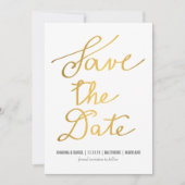 Moderne Goldkalligrafie-Hochzeit spart das Datum Save The Date (Vorderseite)