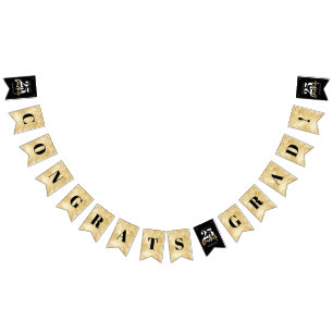 Moderne Goldkalligraphie Black Abschluss Bunting F Wimpelkette