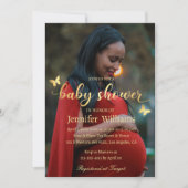 moderne Goldkalligraphie-Foto-Babydusche Einladung (Vorderseite)