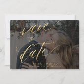Moderne Goldkalligraphie-Foto-Hochzeit Save The Date (Vorderseite)