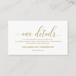 Moderne Goldkalligraphie, Hochzeit unserer Details Begleitkarte