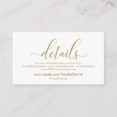 Moderne Goldkalligraphie, Hochzeitdetails Begleitkarte (Vorderseite)