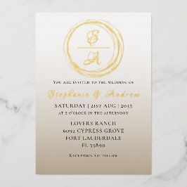 Moderne Goldkalligraphie-Monogramm-Hochzeit Folieneinladung