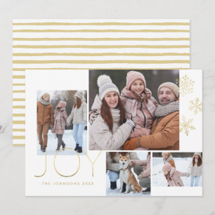 Moderne Goldkalligraphie und Schneeflocken 1 Foto Feiertagskarte