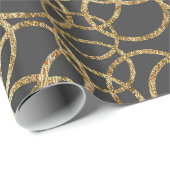 Moderne Goldkreise auf Holzkohlen-Schwarzem Geschenkpapier (Rolleneckpunkt)