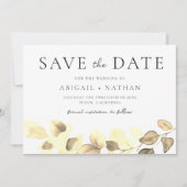 Moderne Goldleaf-Hochzeit Save The Date (Vorderseite)