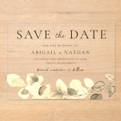 Moderne Goldleaf-Hochzeit spart das Datum Acryleinladungen (Vorderseite)