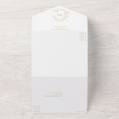 Moderne Goldleafy-Wappen-Monogram-Hochzeit All In One Einladung (Außenbereich)