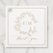 Moderne Goldleafy-Wappen-Monogram-Hochzeit Geschenkanhänger (Vorderseite)