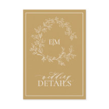Moderne Goldleafy-Wappen-Monogram-Hochzeitdetails
