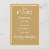 Moderne Goldleafy-Wappen-Monogram-Hochzeitdetails Begleitkarte (Rückseite)