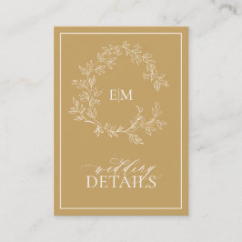 Moderne Goldleafy-Wappen-Monogram-Hochzeitdetails Begleitkarte