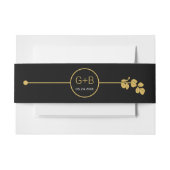 Moderne Goldlinie und Zweig mit Blätter Hochzeit Einladungsbanderole (Vorderseite Beispiel)